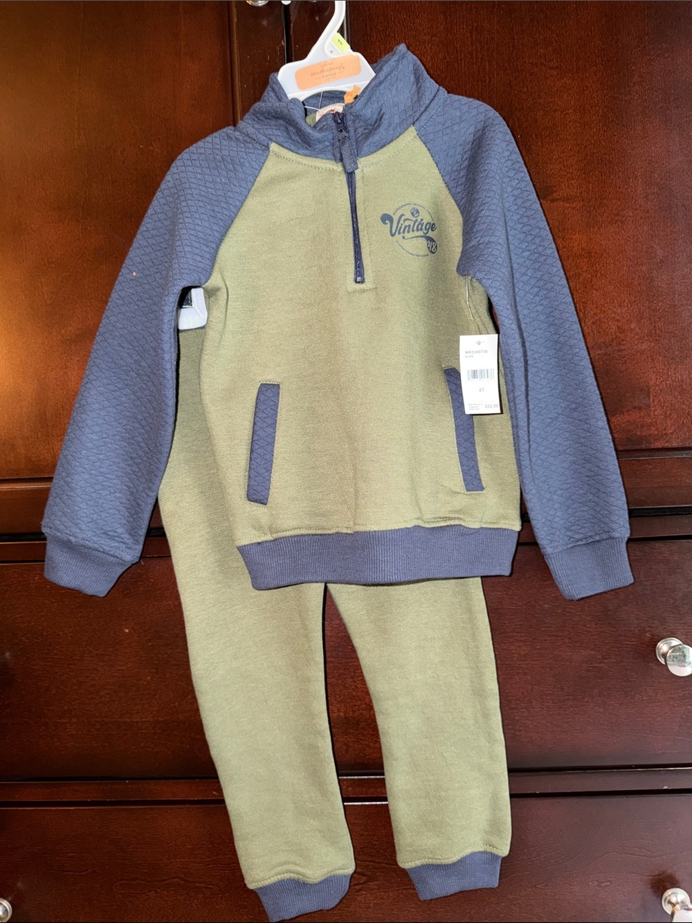 NWT 4T Half-Zip Pullover & Jogger Set - Olive & Navy